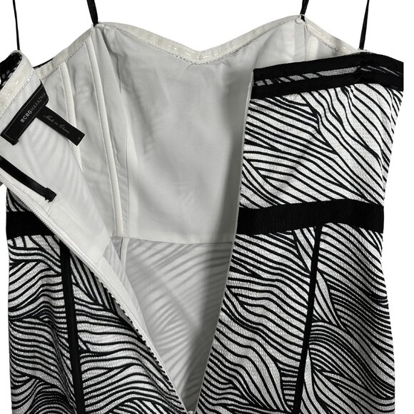 BCBGMAXAZRIA Elin Maxi Black & White Striped Bustier Dress Size 0 - Picture 6 of 8
